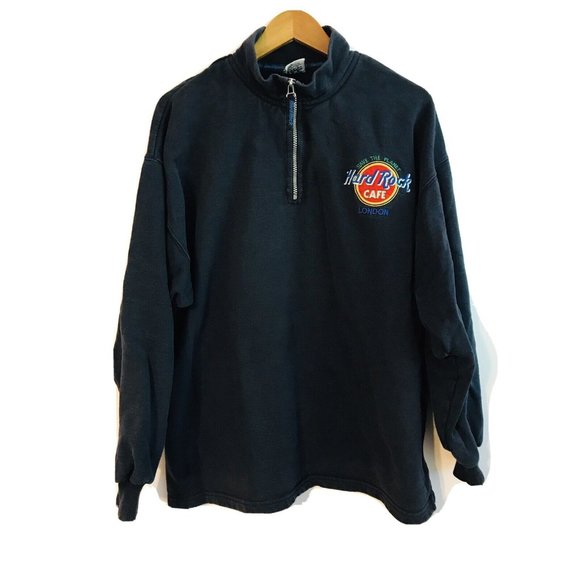 Hard Rock Cafe London Sweater Mens Large Blue Flaw - Picture 1 of 6